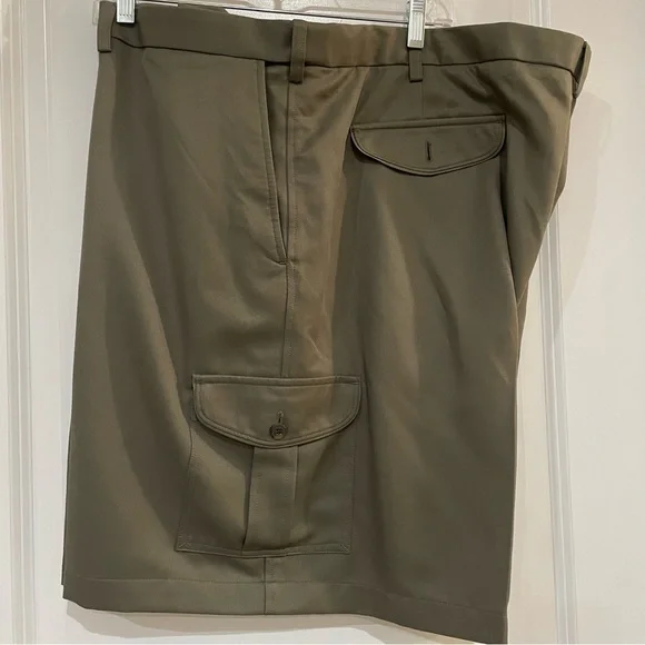 Haggar brand green plus size shorts 100% polyester flat front size 50 - Picture 3 of 6